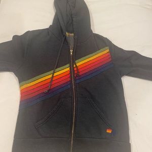 Rare Aviator Nation diagnol rainbow zip up Charcoal